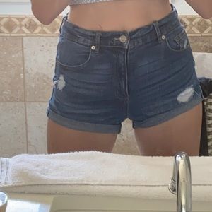 high waisted denim shorts